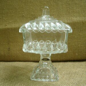 Vintage Jeannette Glass Wedding Box Pedestal Candy Dish
